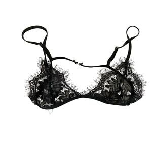 Black Eyelash Lace Bralette - Size Small - NWOT